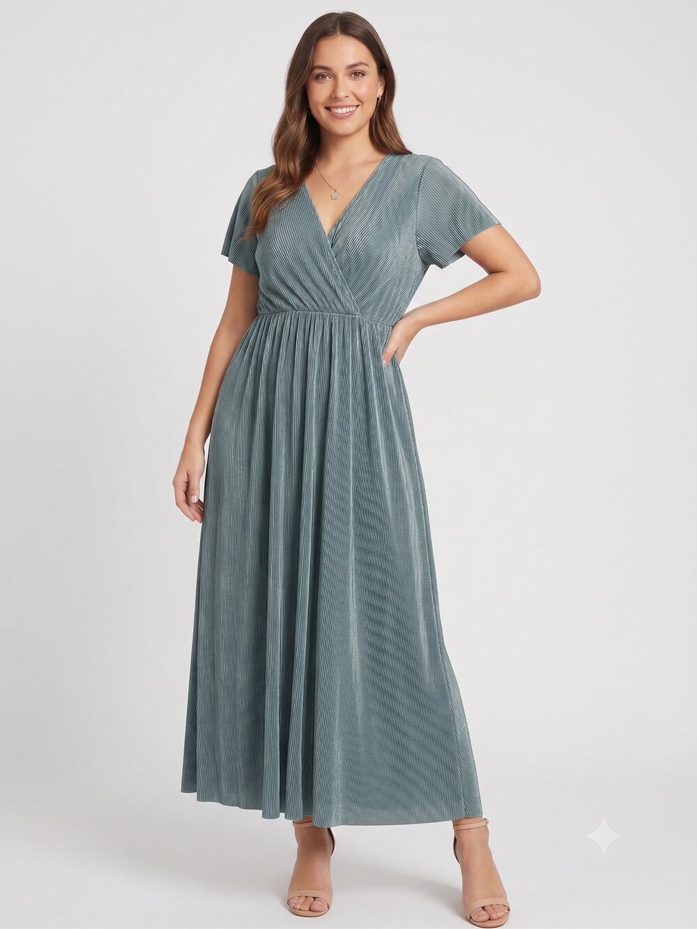 NWOT Baltic Born Plisse Maxi Dress Womens 3XL Sage Green Athena Pleated Wedding